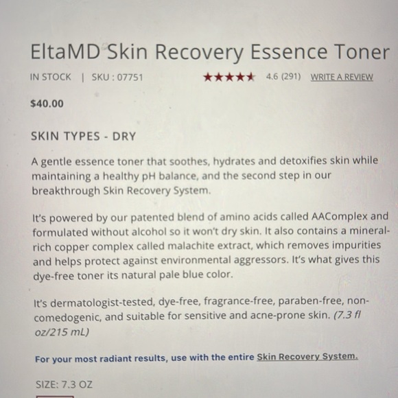EltaMD Skin Recovery Essence Toner, 7.3 fl oz, NIB - Picture 2 of 7